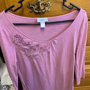 LOFT Pink Asymmetrical Embellished Blouse